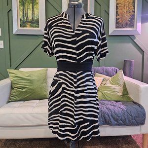 H&M Zebra Print Mini Dress Sz 6